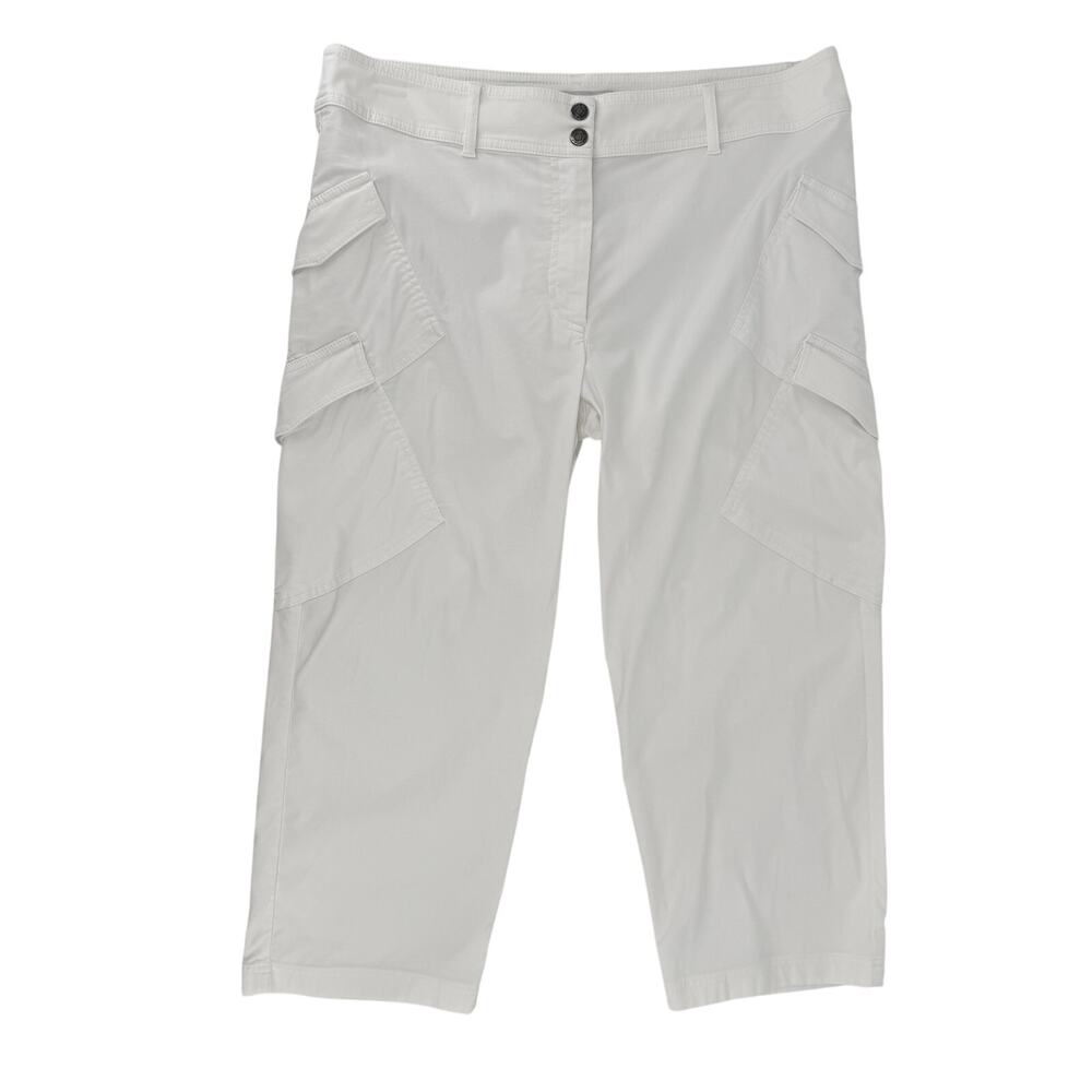 Anatomie White Cargo Pocket Capri Pants Womens Size Large 22" Inseam Travel